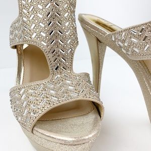 Gb Under Cover Jeweled Platform Gold Dress Sandals - image 1